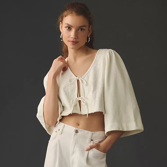 Anthropologie Sequin Tie-Front Top XL - Picture 6 of 9